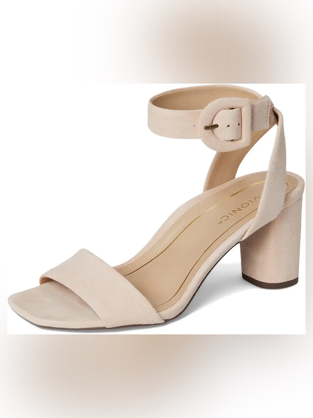 VIONIC ZINFANDEL SANDALS IN CAMEO ROSE WAXY SUEDE 9 W WIDE